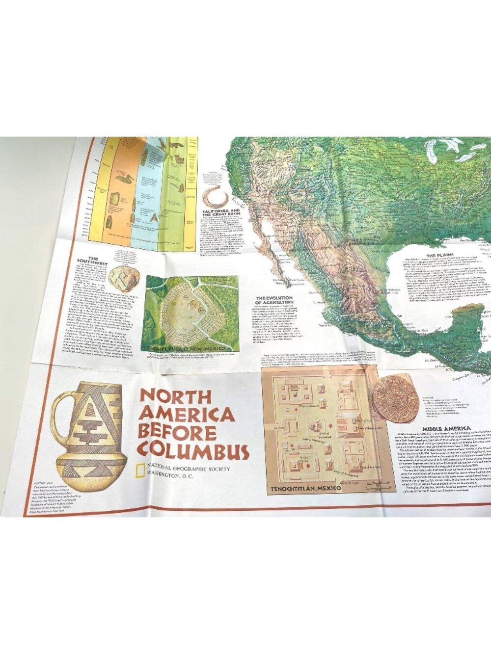 National Geographic Map 1974 Indians of North America Before Columbus Vintage